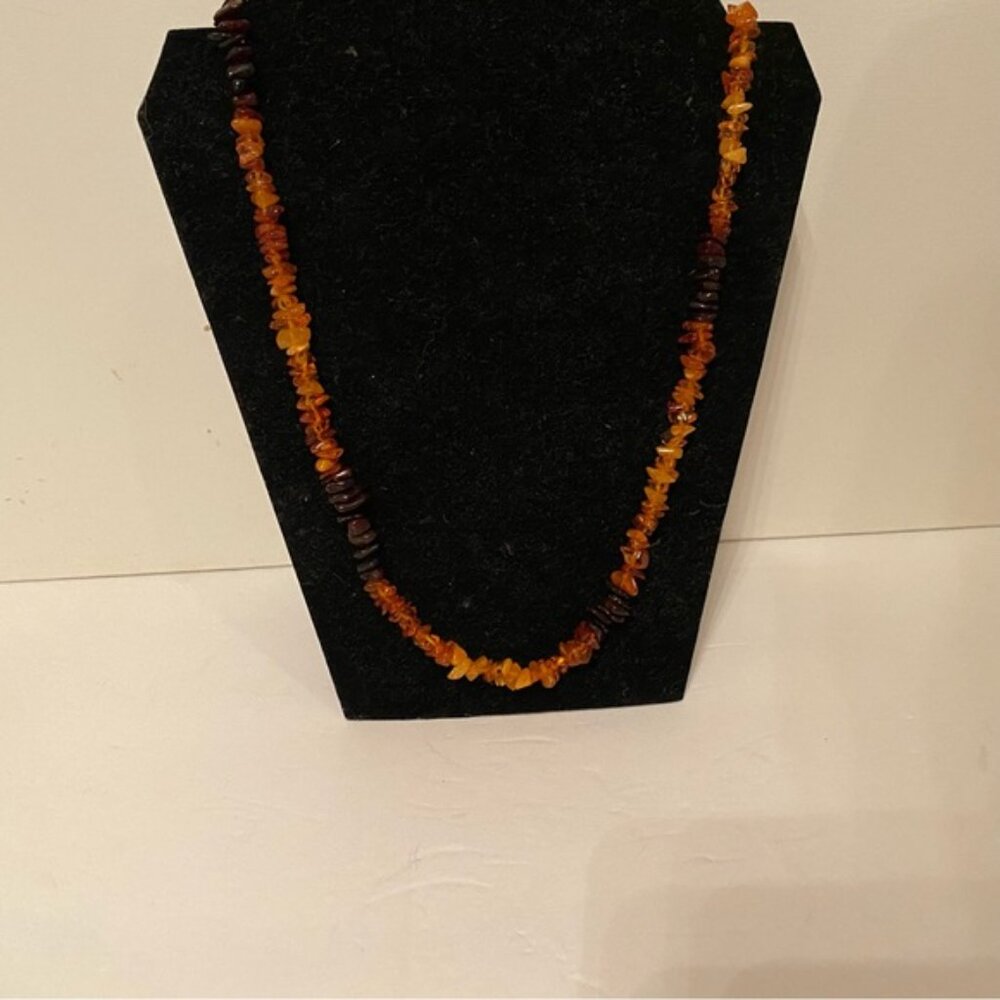 NECKLACE AMBER CHIPS HONEY GOLD AND CHERRY RED RUSTIC NATURAL BALTIC 24” - Picture 8 of 9